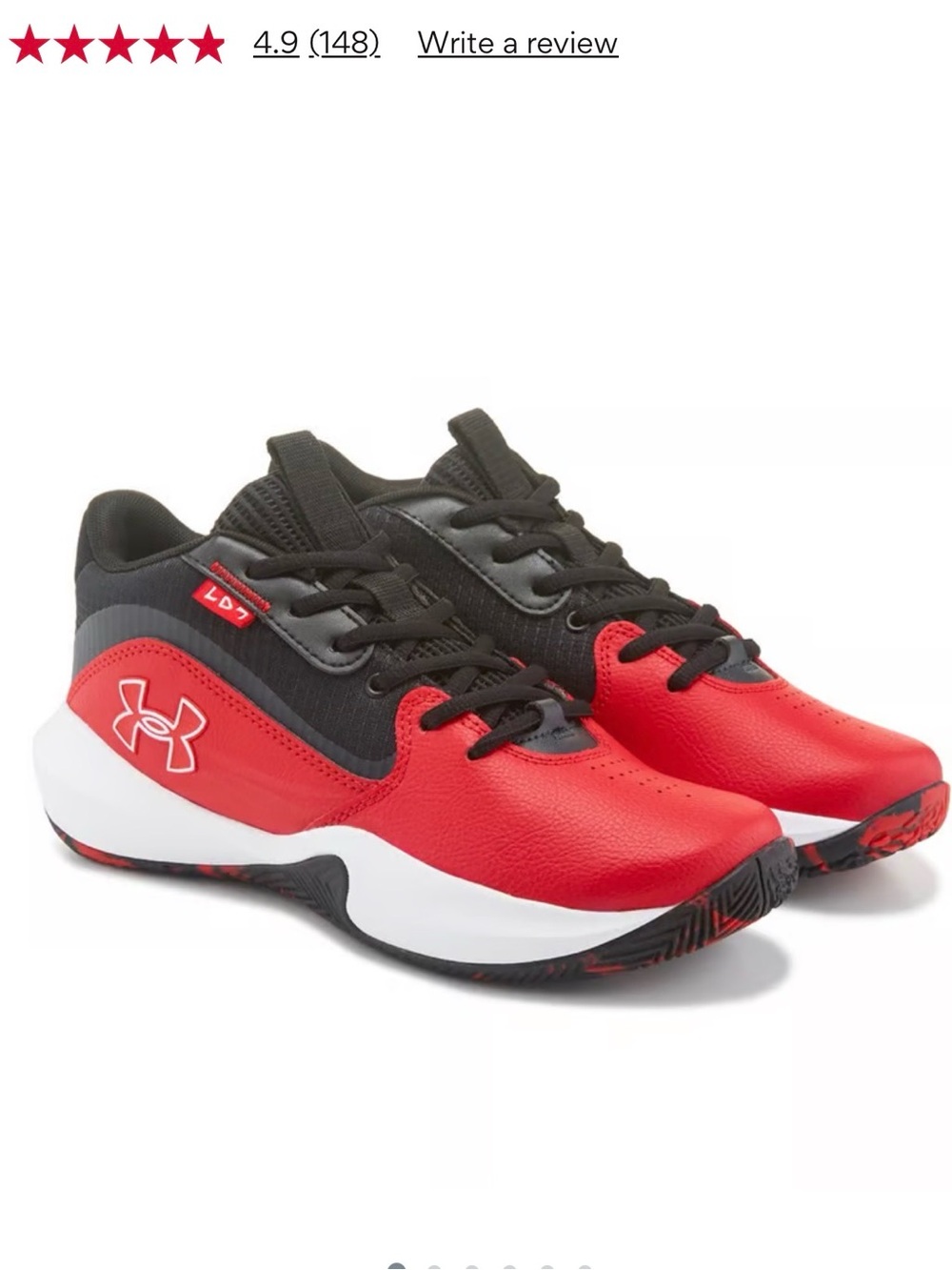 Under Armour lockdown 7 Kids Red and Black Athletic Sneakers